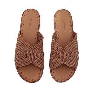 Carrie Forbes Salon Woven Slide Sandals in Cognac Brown Size 39